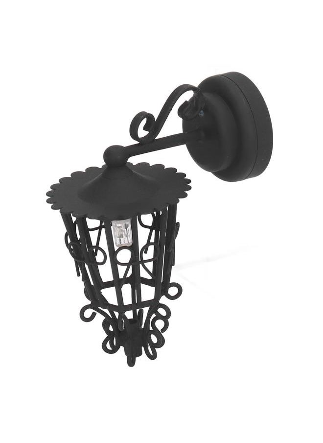 Dollhouse Wall Lamp Battery Powered Old Fashioned Dollhouse Wall Lamp with Back Magnet for 1/12 Dollhouses Black