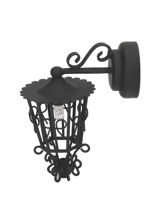 Dollhouse Wall Lamp Battery Powered Old Fashioned Dollhouse Wall Lamp with Back Magnet for 1/12 Dollhouses Black