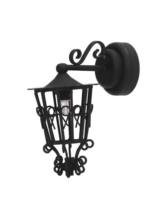 Dollhouse Wall Lamp Battery Powered Old Fashioned Dollhouse Wall Lamp with Back Magnet for 1/12 Dollhouses Black