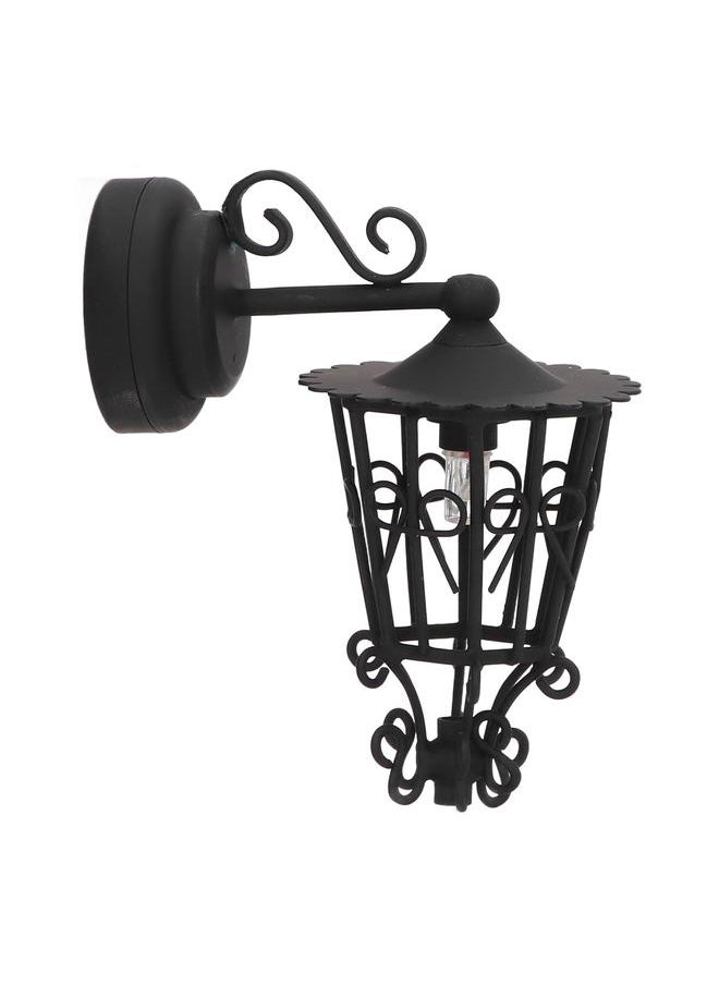 Dollhouse Wall Lamp Battery Powered Old Fashioned Dollhouse Wall Lamp with Back Magnet for 1/12 Dollhouses Black