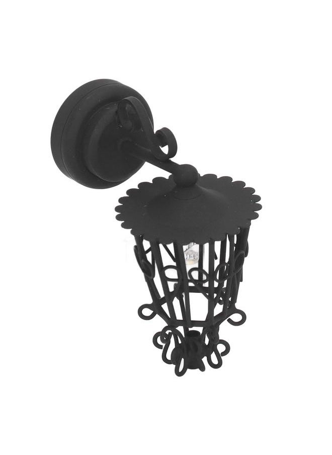 Dollhouse Wall Lamp Battery Powered Old Fashioned Dollhouse Wall Lamp with Back Magnet for 1/12 Dollhouses Black