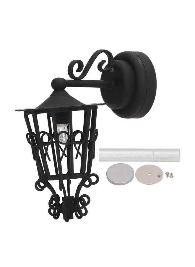 Dollhouse Wall Lamp Battery Powered Old Fashioned Dollhouse Wall Lamp with Back Magnet for 1/12 Dollhouses Black