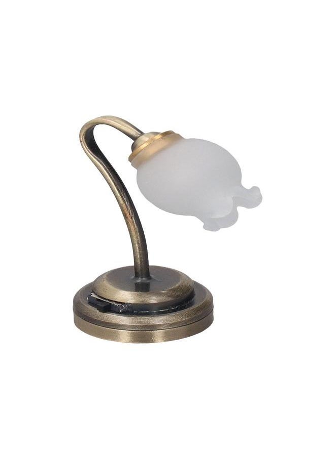 1:12 Miniature Dollhouse Tulip Table Lamp LED Light Lifelike European Style Miniature Desk Lamp for Photography Props
