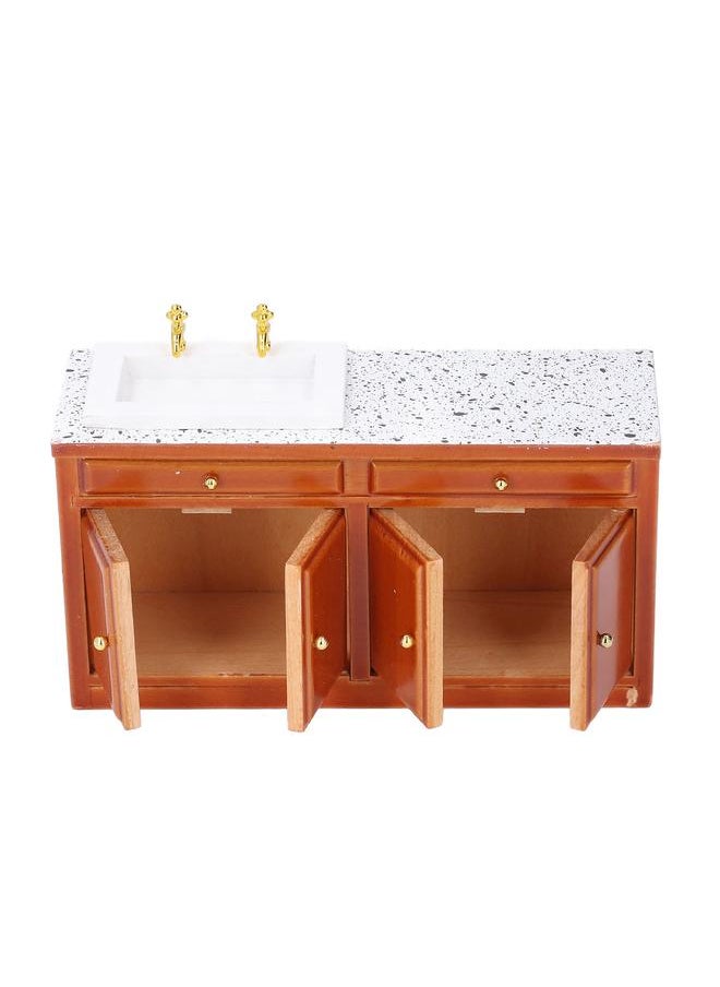 1: 12 Scale Dollhouse Sink Models Furniture Decorative Marble Miniature Kitchen Sink Cabinet