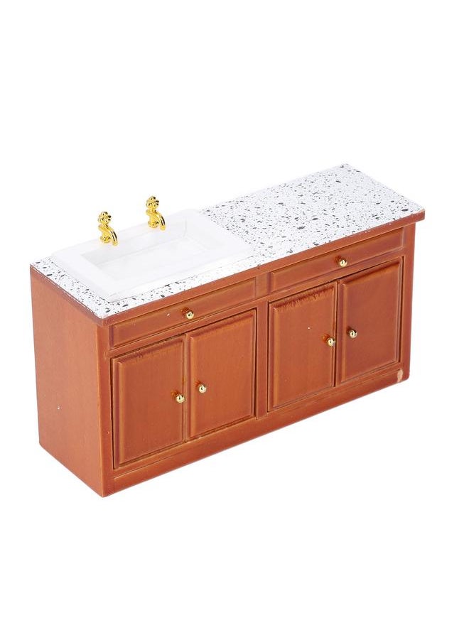 1: 12 Scale Dollhouse Sink Models Furniture Decorative Marble Miniature Kitchen Sink Cabinet