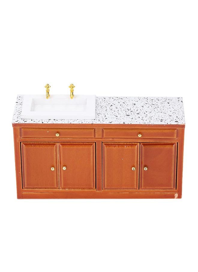 1: 12 Scale Dollhouse Sink Models Furniture Decorative Marble Miniature Kitchen Sink Cabinet