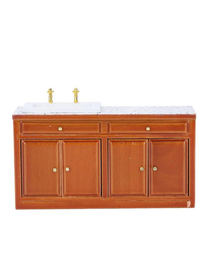 1: 12 Scale Dollhouse Sink Models Furniture Decorative Marble Miniature Kitchen Sink Cabinet
