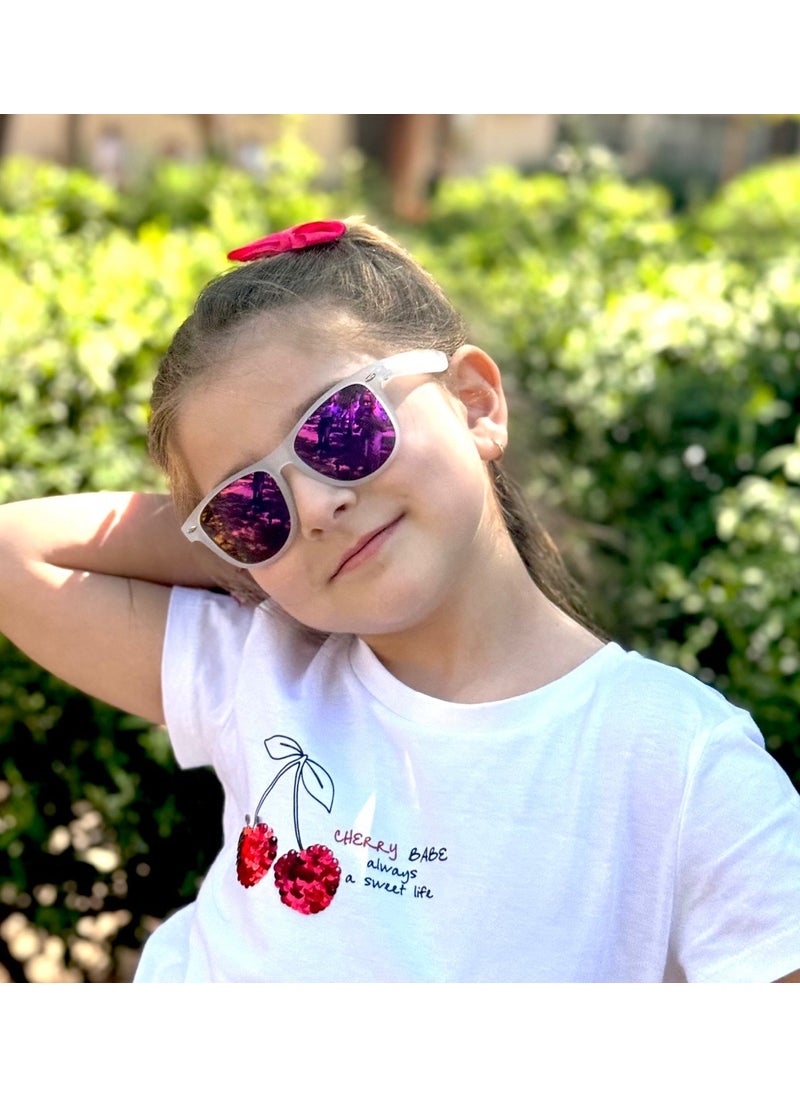 Wayfarer White/purple Mirror Children's Glasses