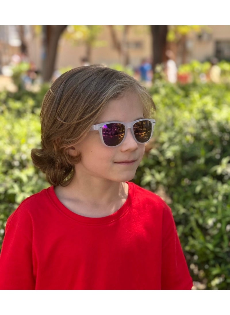 Wayfarer White/purple Mirror Children's Glasses
