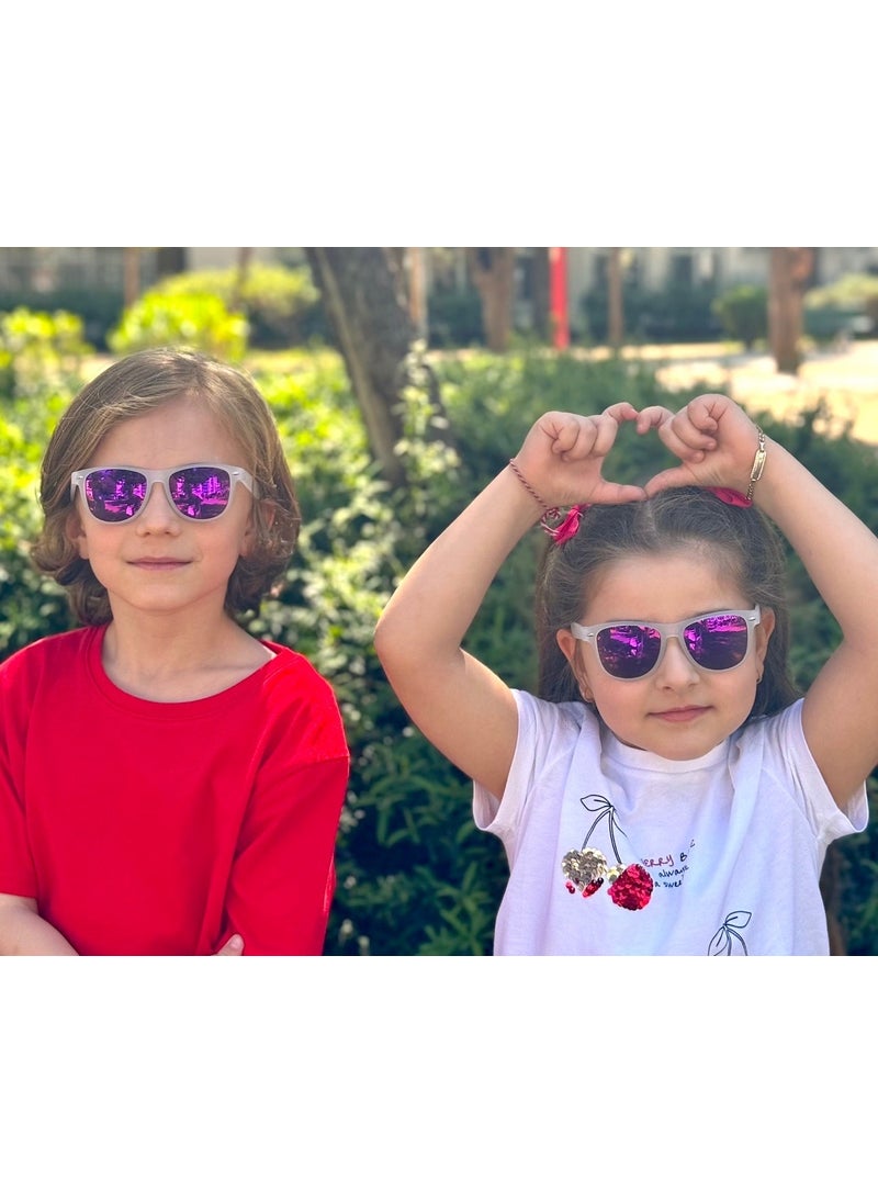 Wayfarer White/purple Mirror Children's Glasses