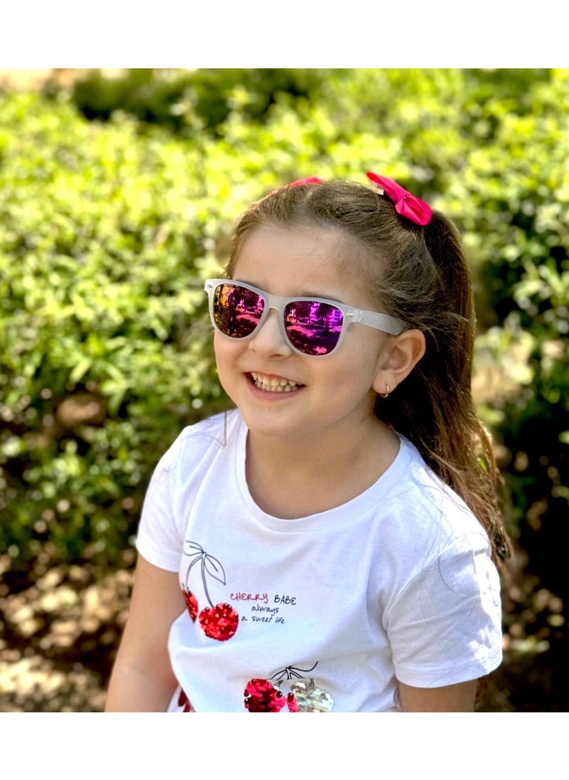 Wayfarer White/purple Mirror Children's Glasses