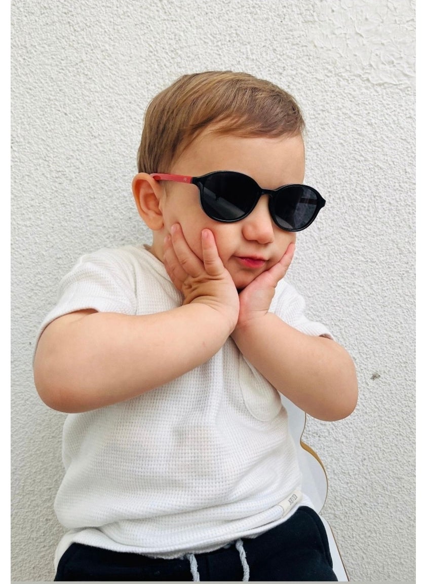 2-5 Years Old Black-Red Polarized Kids Sunglasses