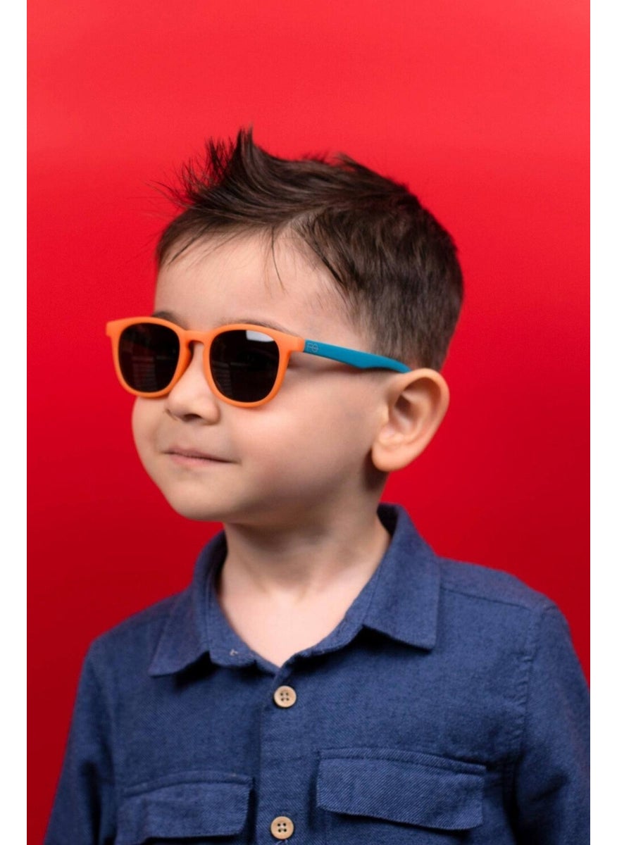 Polarized Children's Sunglasses | Matte Orange Turquoise | 4-12 Years | Light Flexible Unbreakable
