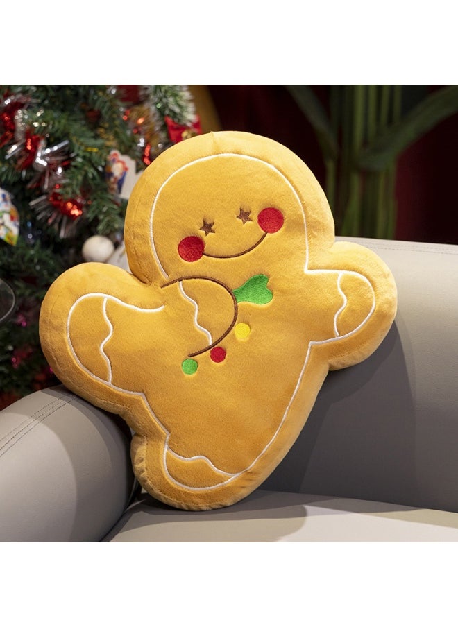 Joyful Christmas Plush Gingerbread Man Pillow Snowman Doll Scarf Holiday Tree Wreath Decor Ornaments