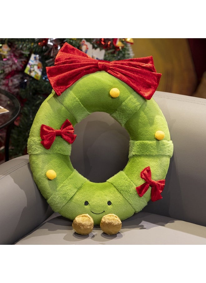 Joyful Christmas Plush Gingerbread Man Pillow, Snowman Doll, Christmas Tree Wreath, and Festive Scarf Decor Accessories