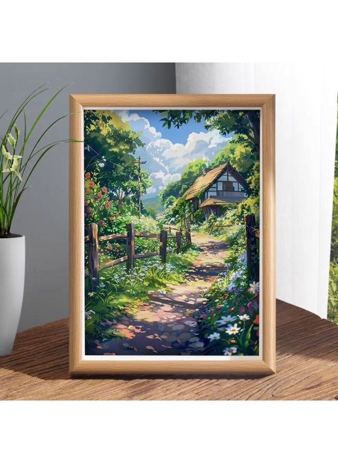 Hometown Original Scenery Desktop Decoration Photo Frame Home Decoration Gift Chinese Style Living Room Bedroom Light Luxury Picture Frame Fashion-Color:10 Inch 22*27cm Recommended Model-lw606 Quiet Path