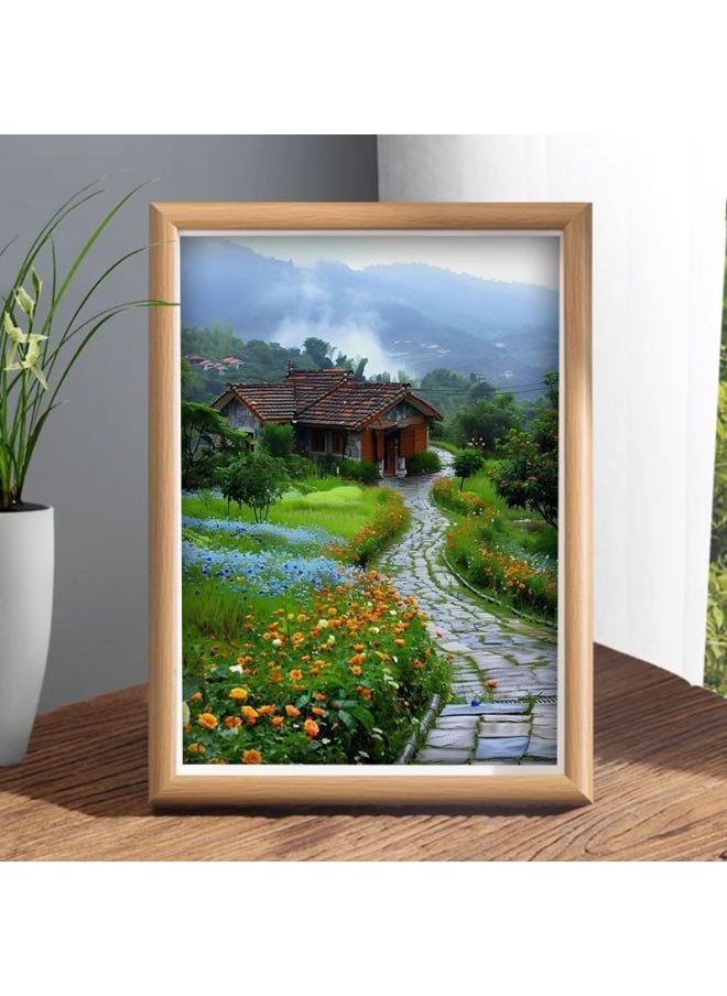Hometown Original Scenery Desktop Decoration Photo Frame Home Decoration Gift Chinese Style Living Room Bedroom Light Luxury Picture Frame Fashion-Color:10 Inch 22*27cm Recommended Model-lw606 Quiet Path