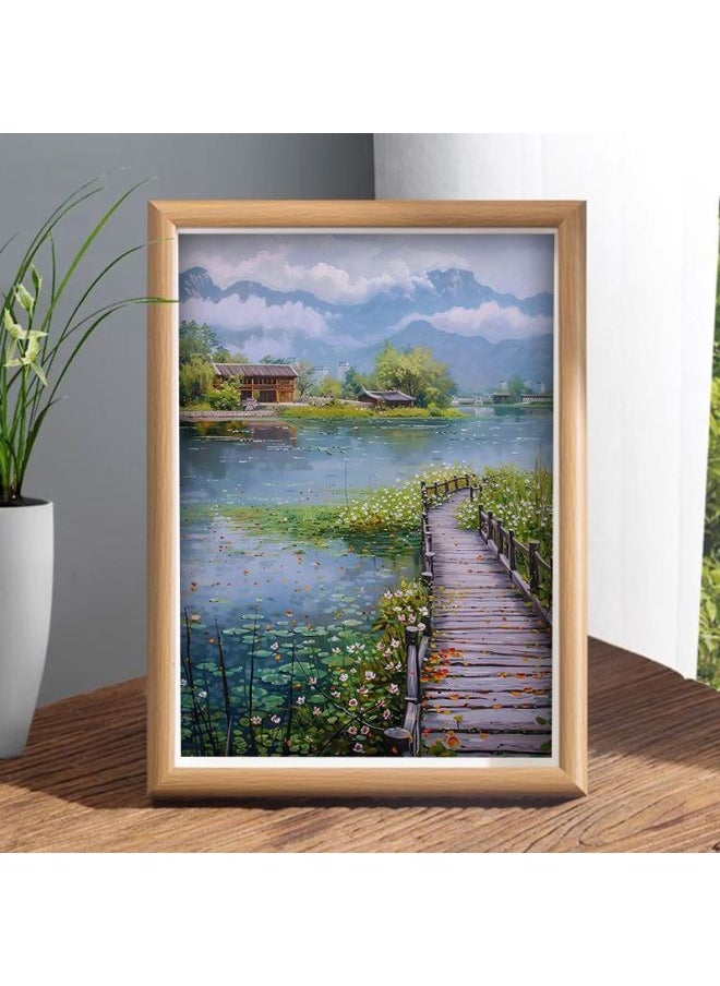 Hometown Original Scenery Desktop Decoration Photo Frame Home Decoration Gift Chinese Style Living Room Bedroom Light Luxury Picture Frame Fashion-Color:10 Inch 22*27cm Recommended Model-lw606 Quiet Path
