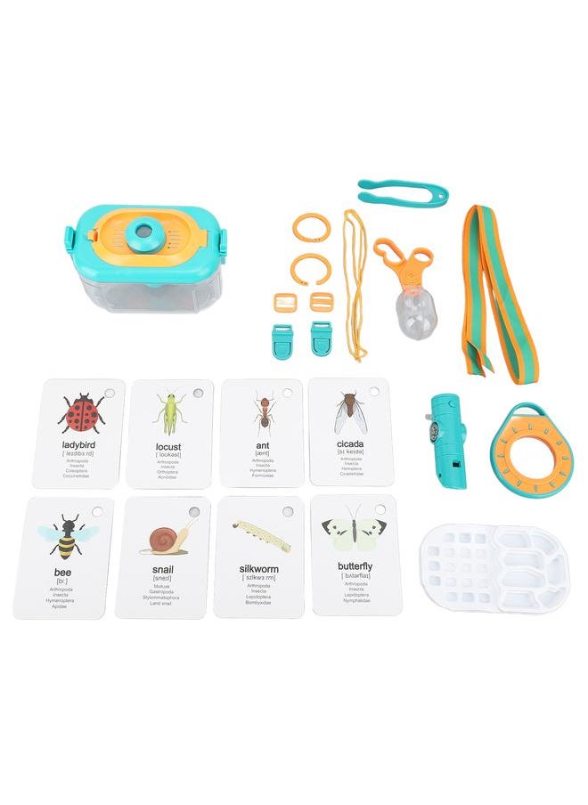 Kids Explore Kit Educational with Box Magnifying Glass Flashlight Tweezer Catch Clip Bug Collection Kit for Toys Outdoor Exploration