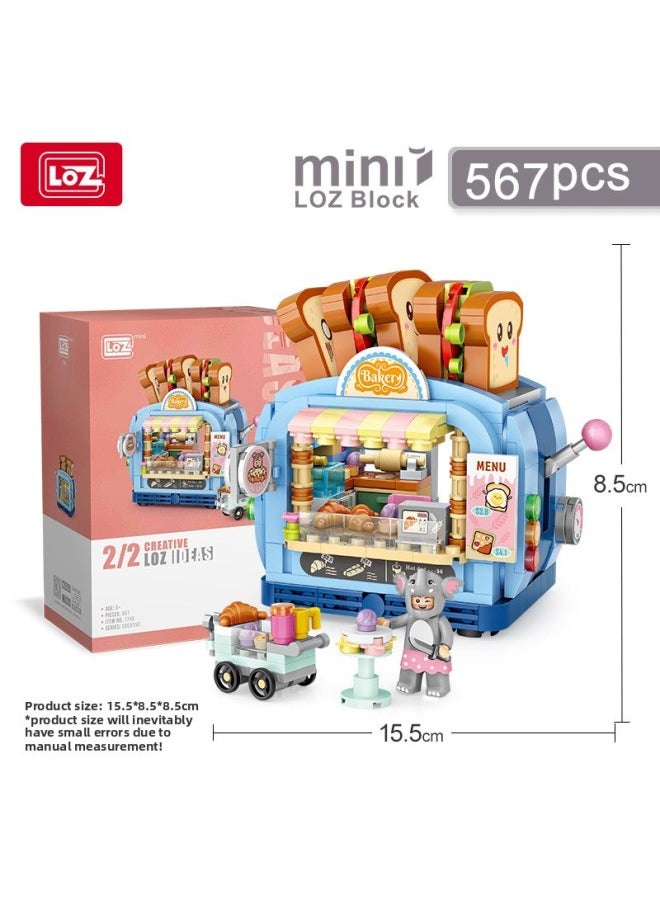 LOZ Cake Shop Bakery Playground Series Assembled Building Blocks Small Particles Street View Children's Educational Toys 1745-Color:1746 Bakery