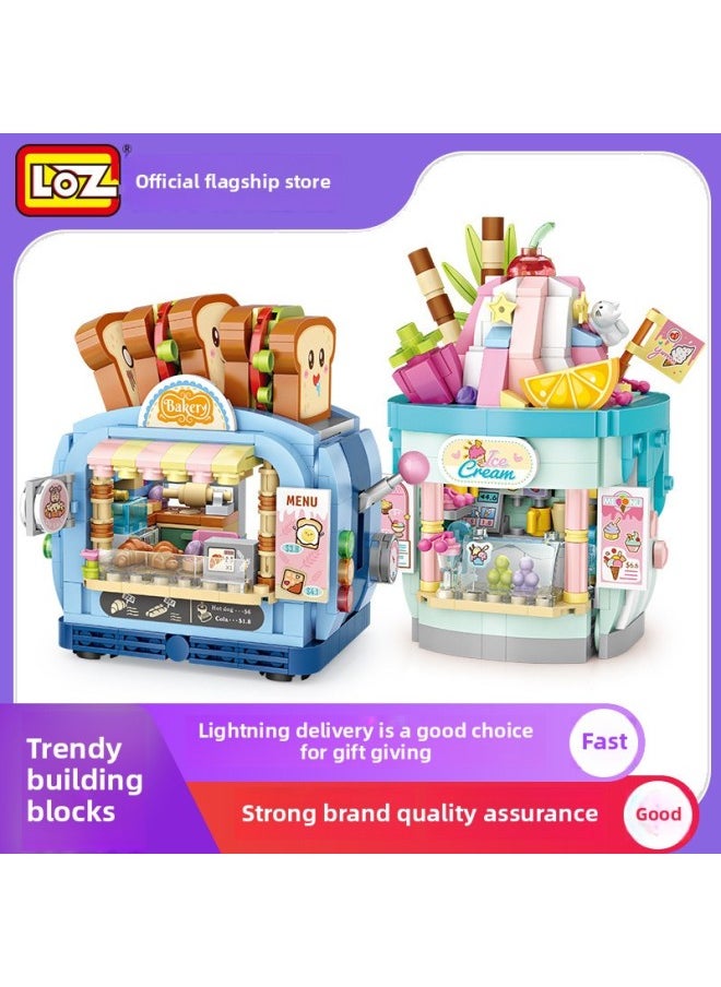 LOZ Cake Shop Bakery Playground Series Assembled Building Blocks Small Particles Street View Children's Educational Toys 1745-Color:1746 Bakery