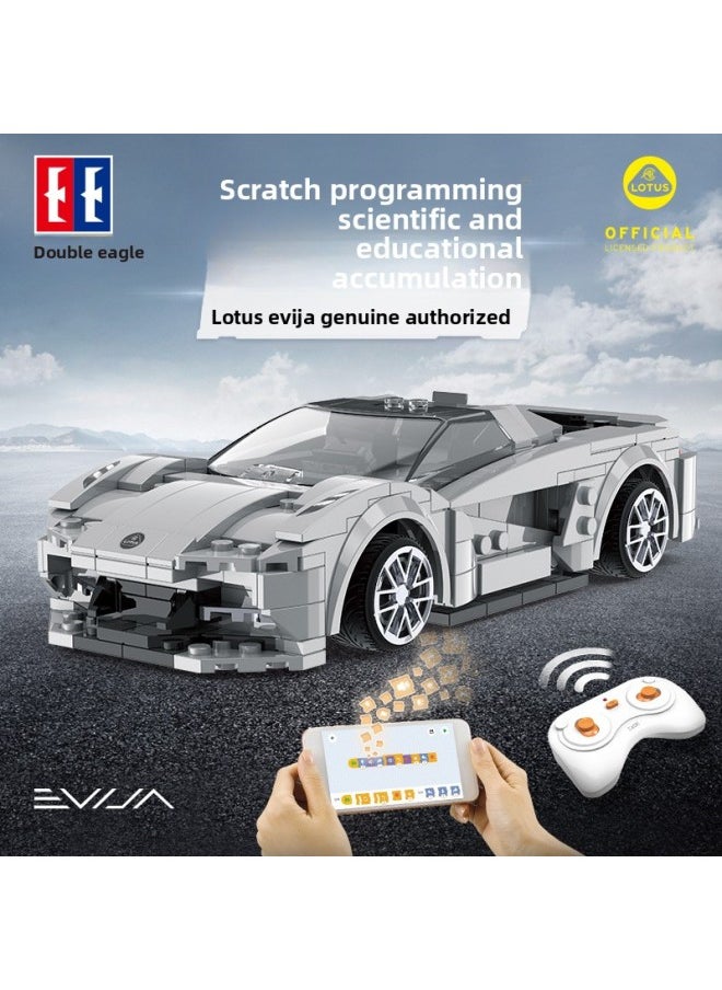 Double Eagle Click Remote Control Off-road Vehicle Assembled Building Blocks Car Race Car Model Compatible With Lego Car Toy Gift-Color:Double Eagle Blue Phantom Sports Car C51073 [325PCs Dual Mode Remote Control Version + Programming]]