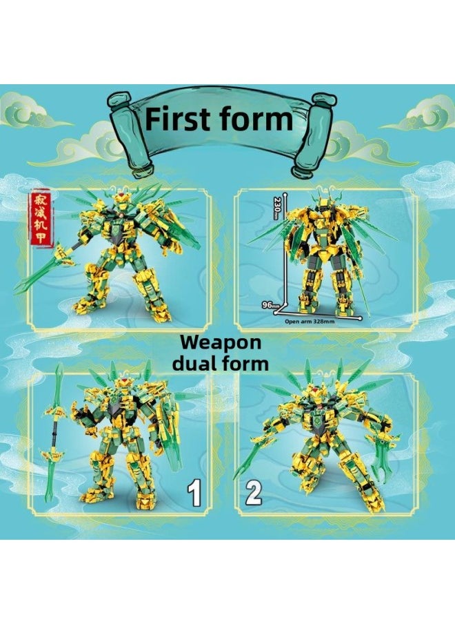 Compatible With Lego 68215 Phantom Gold Double-headed Dragon Ninja Puzzle Assembled Blocks Kids Boy Toy Gift-Color:68237 Ice Spirit Canglong [522 Granules]]