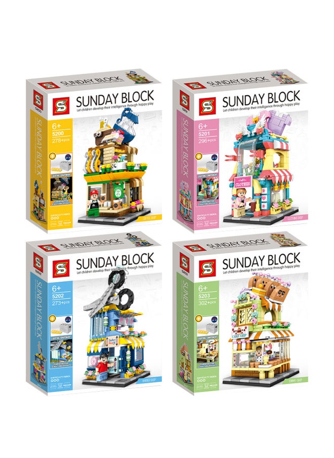 S Brand Mini Street View City Series Educational Assembly Insert Boys And Girls Building Blocks Children's Toy Ornaments 5200-18-Color:601625-For Apple Gift House