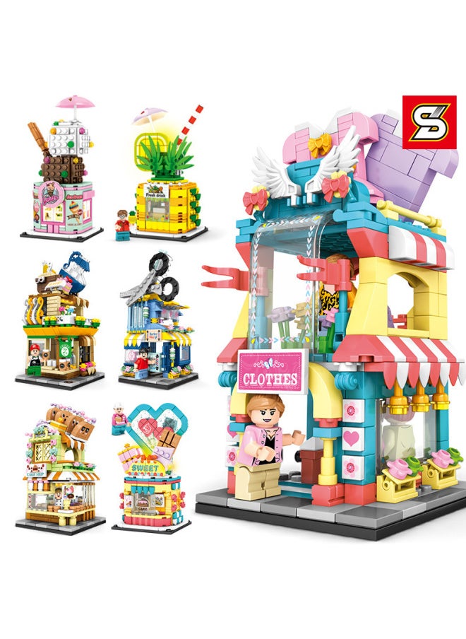 S Brand Mini Street View City Series Educational Assembly Insert Boys And Girls Building Blocks Children's Toy Ornaments 5200-18-Color:601625-For Apple Gift House