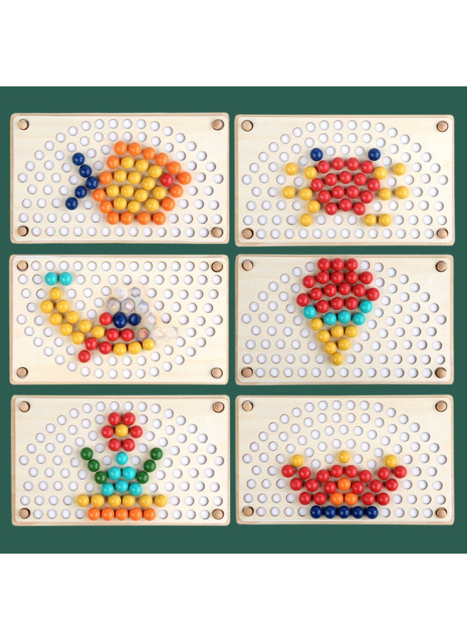 Nordic Style Rainbow Pinch Bead Game Early Childhood Education Pinch Chopsticks Training Fine Movements Wooden Toys-Color:YF-Rainbow Beads