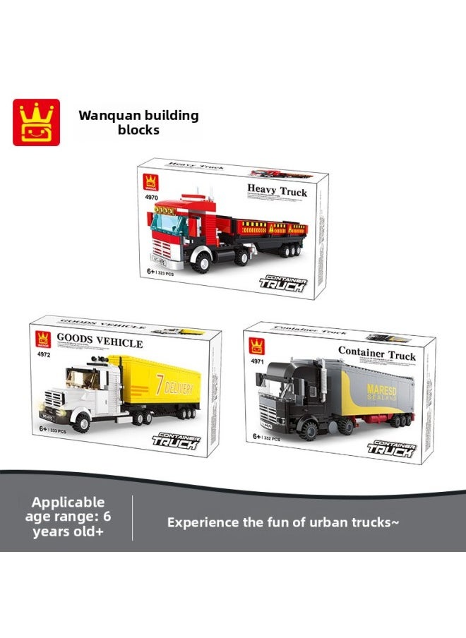 Vanger 4970-72 Urban Vehicles Large Truck Container Compatible With Lego Small Particle Building Blocks Children's Toys-Color:3972 Intercity Bus Red (229PCs)-Specifications:40*8.7*25