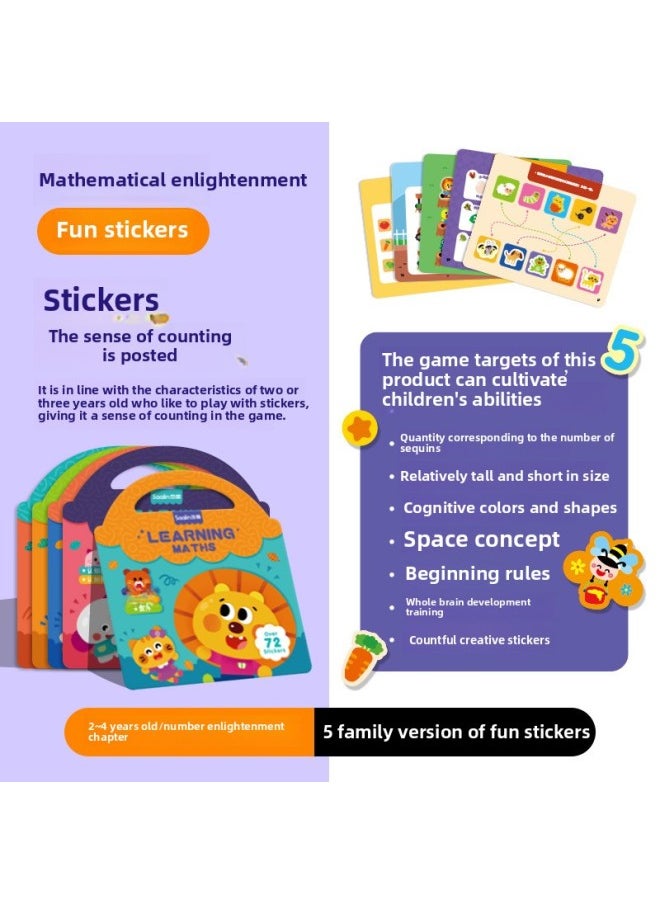 Saalin Shalin Fun Number Stick Math Enlightenment Teaching Aid Number Sense Training Young Children's Educational Toys-Color:Number Sense Enlightenment Sticker