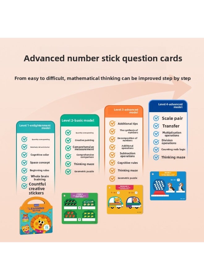 Saalin Shalin Fun Number Stick Math Enlightenment Teaching Aid Number Sense Training Young Children's Educational Toys-Color:Number Sense Enlightenment Sticker