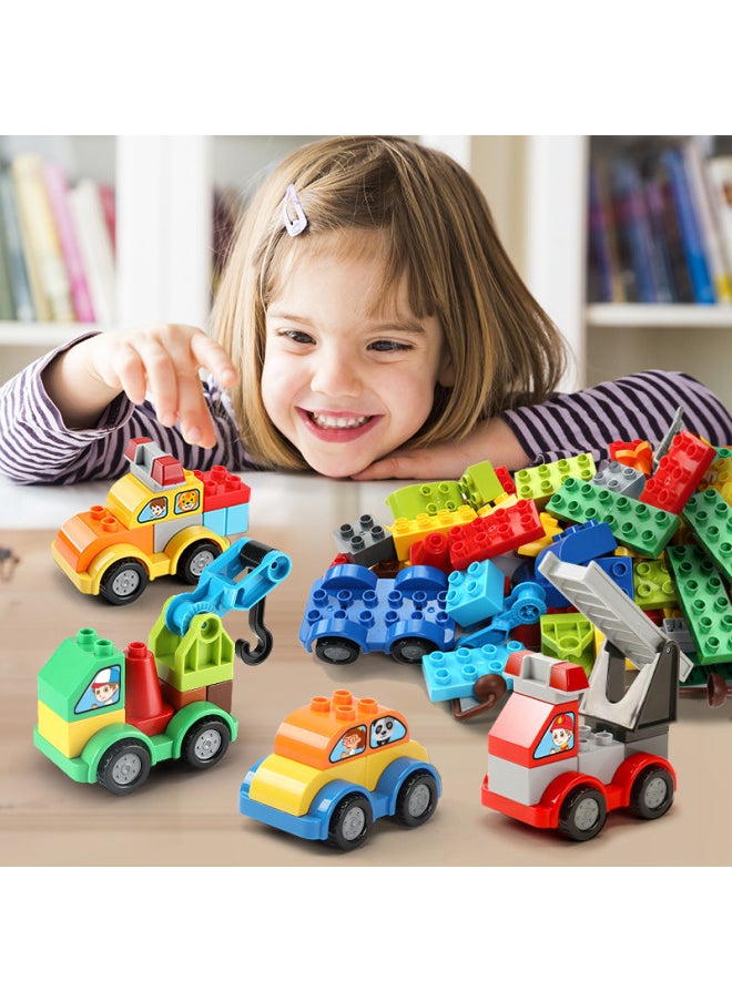 Fale Compatible With Lego Block Large Particle Assembled DIY City Series Children's Car Police Engineering Fire Fighting-Color:213 Particles +2 Road Floor Street View + Car-Specifications:20*10*10