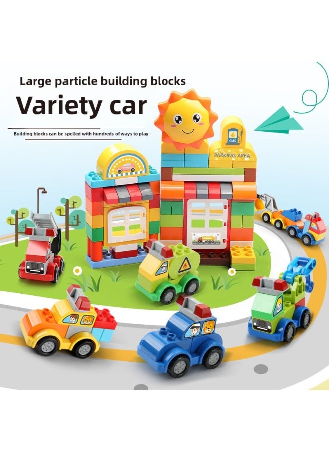 Fale Compatible With Lego Block Large Particle Assembled DIY City Series Children's Car Police Engineering Fire Fighting-Color:213 Particles +2 Road Floor Street View + Car-Specifications:20*10*10
