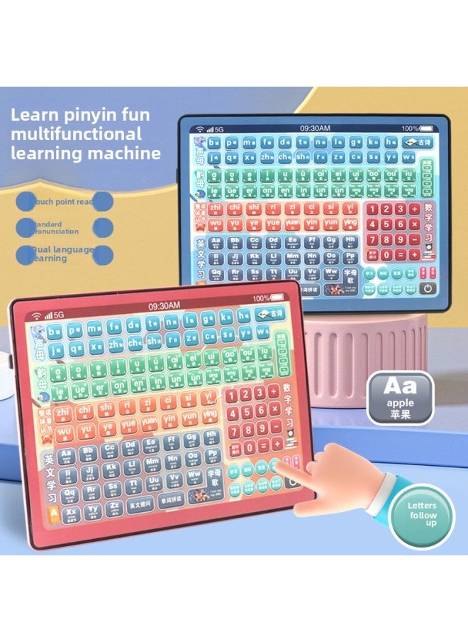 Children's Educational Grade One Tablet Reading Machine Rechargeable Learning Machine Three-in-one Spelling Training Early Education Learning Machine-Color:133 Watermelon Red And Pinyin Watch