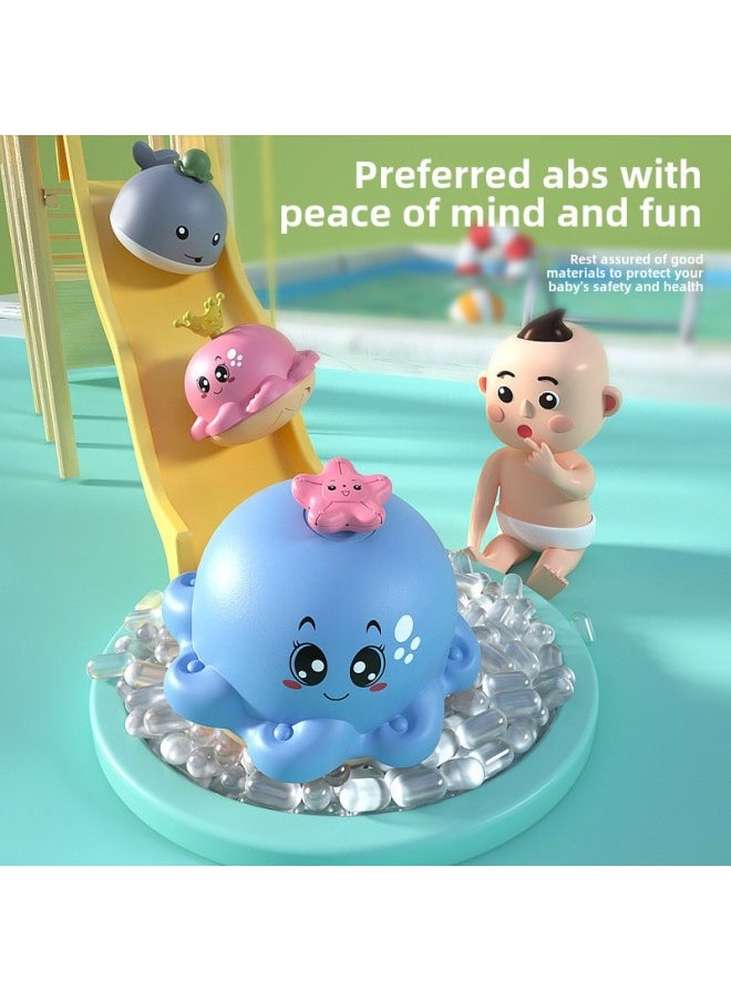 Baby Bath Water Play Toy Automatic Induction Water Spray Ball Small Whale Light Baby Bathroom Amphibious-Color: Swimming Water Spray Little Gray Whale + Cartoon Nozzle