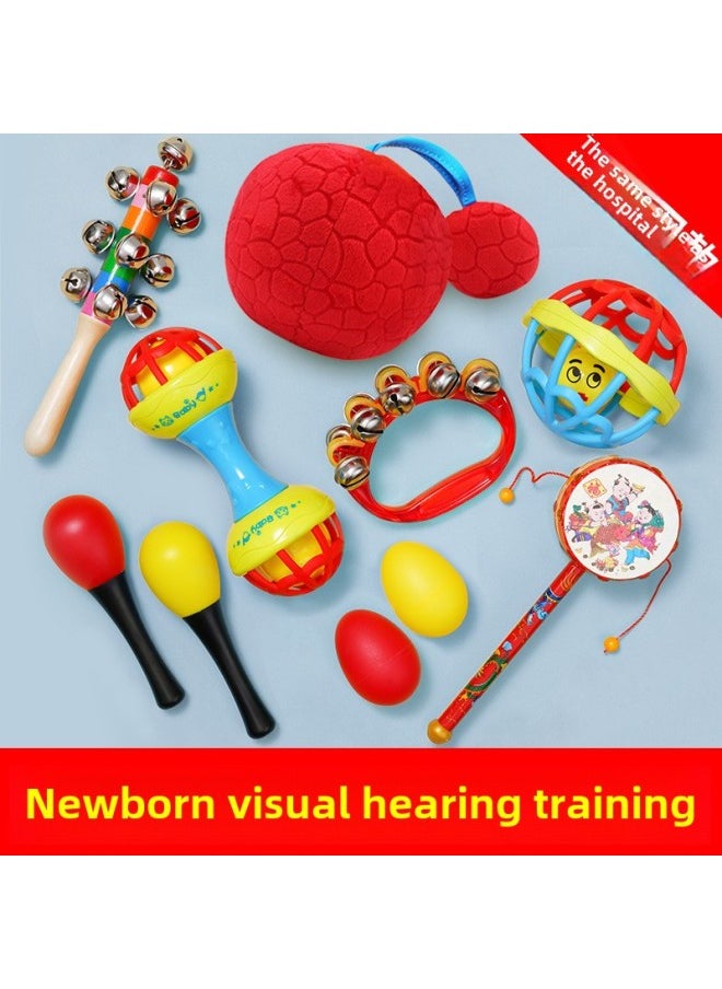 Newborn Early Education Toys Baby 0-1 Year Old Educational Early Education 6-Hand Bell 0-3 Months 12 Months Baby Small Months-Color:[High Matching] 9-piece Set (suitable For 0-12 Months) To Send Storage Bag