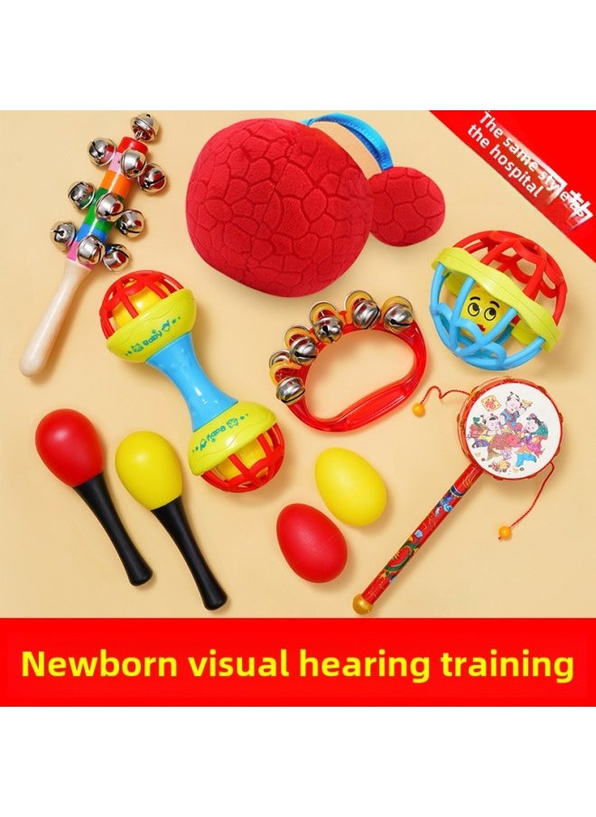 Newborn Early Education Toys Baby 0-1 Year Old Educational Early Education 6-Hand Bell 0-3 Months 12 Months Baby Small Months-Color:Black And White Ball + Big Red Ball (suitable For 0-12 Months) To Send Sand Hammer * 2 + Sand Egg * 2