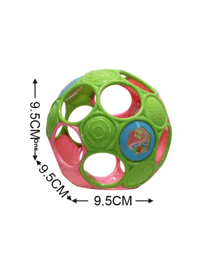 Infants 0-3 Years Old Comfort Education Toys Hand Grip Ball Rattle Hole Ball Soft Rubber Ball-Color:Single Double Rattles [purple] 3205