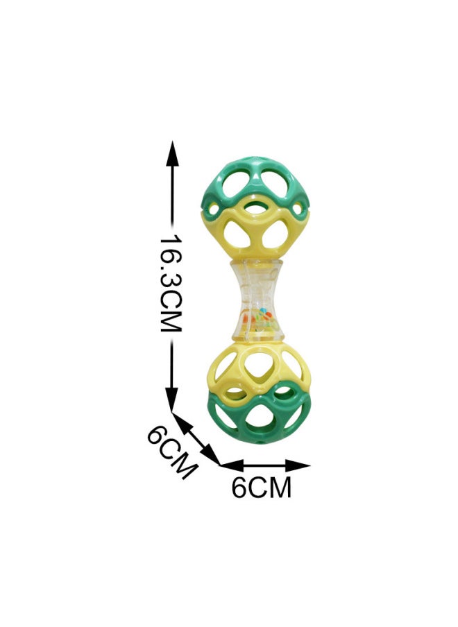 Infants 0-3 Years Old Comfort Education Toys Hand Grip Ball Rattle Hole Ball Soft Rubber Ball-Color:Double Bell [green] 3606