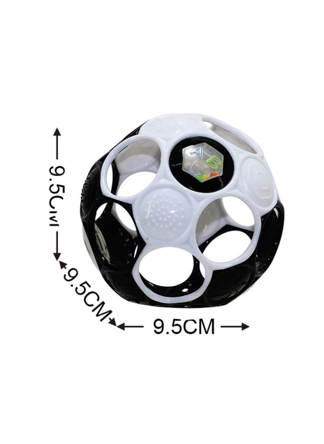 Infants 0-3 Years Old Comfort Education Toys Hand Grip Ball Rattle Hole Ball Soft Rubber Ball-Color:Double Bell [green] 3606