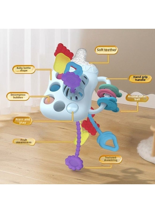 Baby Teether Feeding Bottle Lala Le Children's Teether Bag Fruit Teether Stick Rattle Can Bite Boiled Feeding Bottle Play-Color:Creamy-white (opp Bag)