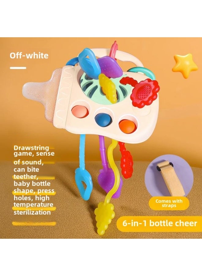 Baby Teether Feeding Bottle Lala Le Children's Teether Bag Fruit Teether Stick Rattle Can Bite Boiled Feeding Bottle Play-Color:Creamy-white (opp Bag)