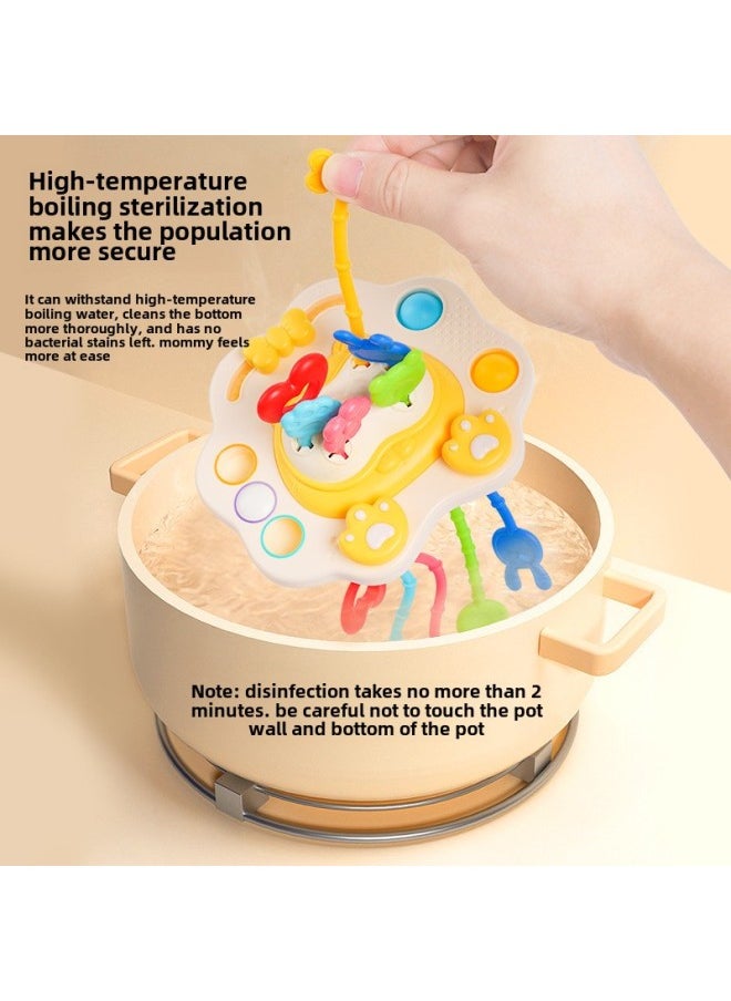 Multi-functional Deformation Manhattan Ball Baby Tooth Rubber Hand Ball Rattle Bed Bell 0-3 Years Old Baby Toy-Color:Brown Lion Lala Le