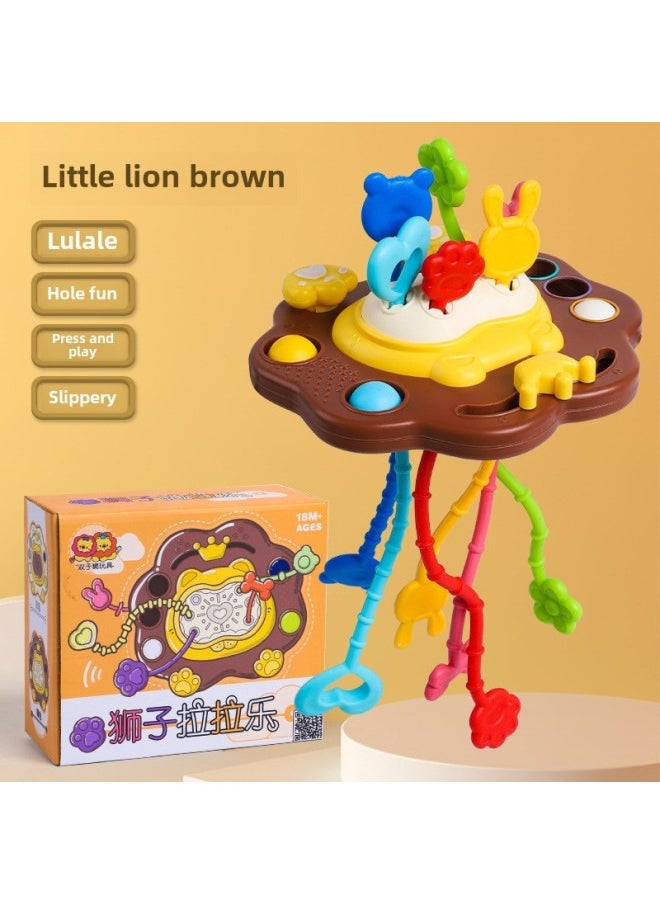 Multi-functional Deformation Manhattan Ball Baby Tooth Rubber Hand Ball Rattle Bed Bell 0-3 Years Old Baby Toy-Color:Brown Lion Lala Le