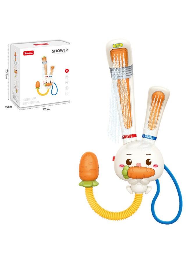 Baby Yellow Duck Bath Toy Baby Play Radish Submarine Shower Head Bathroom Rabbit Shower Head-Color:Charging Rabbit Shower