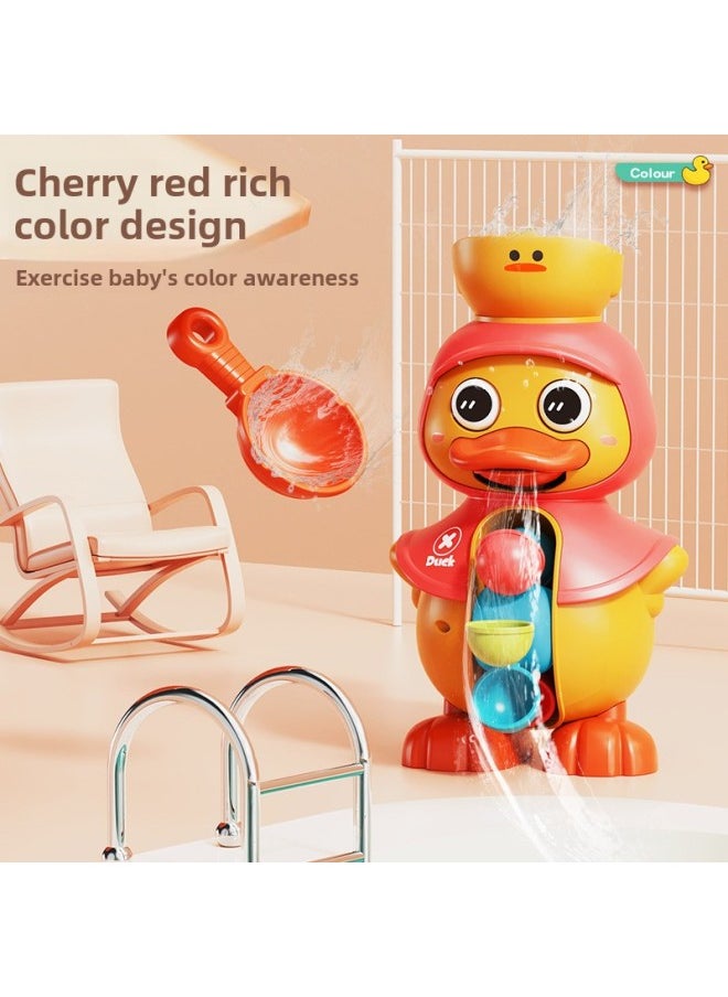 Children's Internet Popular Same Summer Bathing Toy Water Duck Elephant Swivel Water Truck Sucker Swivel Music Boys And Girls-Color:Moe Duck Water Car [cherry Red] Color Box