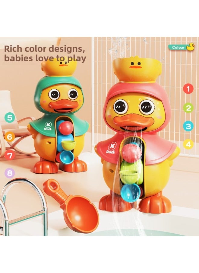 Children's Internet Popular Same Summer Bathing Toy Water Duck Elephant Swivel Water Truck Sucker Swivel Music Boys And Girls-Color:Moe Duck Water Car [cherry Red] Color Box