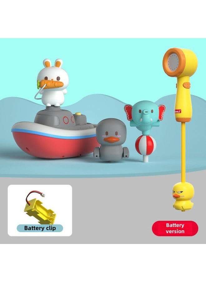 Baby Yellow Duck Bath Toy Baby Play Radish Submarine Shower Head Bathroom Rabbit Shower Head-Color:Spray Boat (with Shower) Ordinary